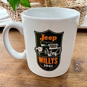 Open Road Brands White Mug with Orange and Green Jeep Willys 1941 Emblem